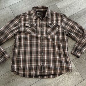 Prana Shirt Mens XL Brown Thermal Lined Shacket Hiking Trail Barn Gorpcore